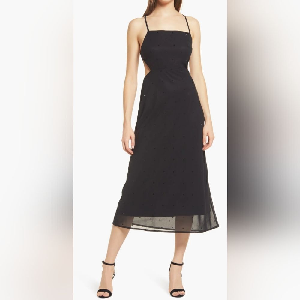 RAHI Glimmer Chiffon Slipdress NWOT size large black